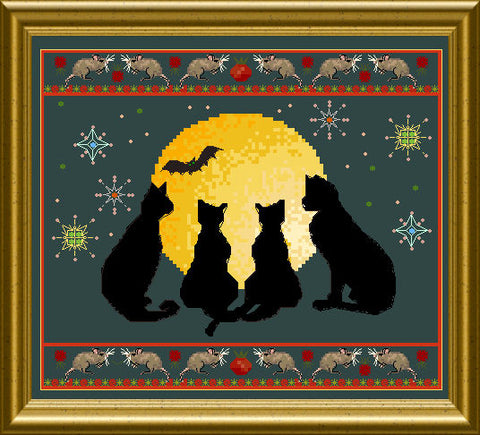 Halloween Cats, Mice, & Moon